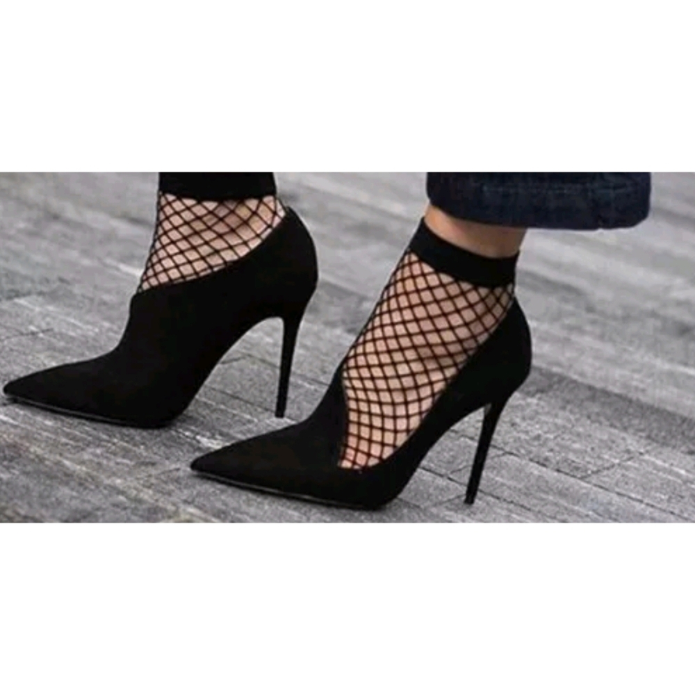 ZARA Black Suede Leather Asymmetric High Heel Pumps Women's Size 5